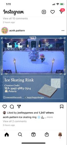 the instagram page for ice skating rink