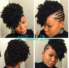 Protective style Cabello Afro Natural, Tapered Natural Hair, Curly Crochet Hair Styles, Mohawk Braid, Natural Braids, Mohawks, Braid Hairstyle