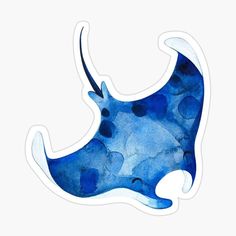 a watercolor painting of a stingfish sticker on a white background with blue spots