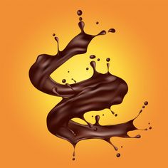 chocolate splashing into the air on an orange background