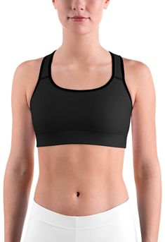 This gorgeous sports bra is made from moisture-wicking material that stays dry during low and medium intensity workouts. The bra has support material in the shoulder straps, double layer front, and a wide elastic band to ensure constant support. Functional Sports Bra With Built-in Bra For Training, Athletic Fit Sports Bra With Built-in Bra For Training, Running Sports Bra With Built-in Padding, Workout Racerback Bra With Built-in Padding, Mesh Sports Bra With Built-in Padding For Yoga, Supportive Nylon Sports Bra With Built-in Padding, Functional Gym Bra With Built-in Padding, Nylon Sports Bra With Built-in Padding, Mesh Sports Bra With Built-in Padding For Gym