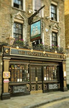 the prospect of whitby pub in london, england on a city street corner