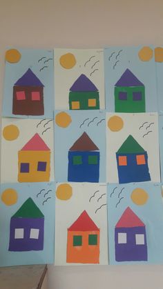 the paper houses have been cut into squares