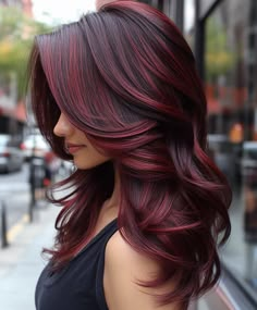 Cherrywood Hair Color Womens Auburn Hair Color, Red Hair With Depth, Dark Red And Dark Brown Hair, Brown And Violet Hair, Red Gloss Hair, Red Hair To Brown Before And After, Brown And Red Hair Ideas, Cheery Red Hair Colour