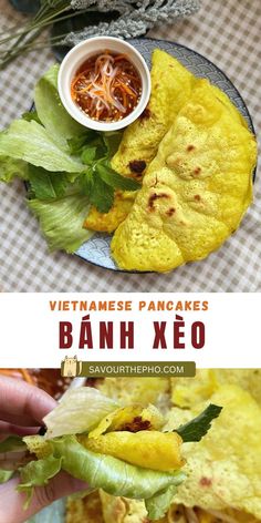 Bánh Xèo (Vietnamese Savory Crepes / Pancakes) is basically made from a basic blend of rice flour, turmeric powder, and coconut cream. It's delightfully crispy, entirely gluten-free and incredibly simple to prepare – no pre-mix Banh Xeo flour required with my recipe. Banh Xeo Recipe, Vietnamese Crepes, Vietnamese Pancakes, Crepes Pancakes, Gluten Free Asian Recipes, Korean Bulgogi, Banh Xeo, Recipes Asian, Chinese Dumplings