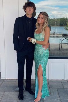 Turquoise Sequin Lace-Up Mermaid Long Formal Dress with Slit – jkprom Prom Dress Floor Length, Prom Dresses 2023 Turquoise, Jr High Prom Dresses, Turquoise Prom Dress Couple, Teal Sequin Prom Dress, Prom Dresses 2023 Teal, Teal Sparkly Prom Dress, Freshman Hoco Dresses Long, Tourquise Prom Dress