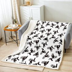 PRICES MAY VARY. 【Blanket Size】: Baby 30"x40" inches//Throw 50"x60" inches//Twin 60"x80" inches//Queen 90"x90" inches//King 87"x95" inches, perfect to use when cold nights watching TV, reading a book on a coach, watching a movie or fireside chats（Especially camping and picnic). 【Soft & Warm】: 100% Microfiber polyester.Reversible super soft printed flannel fleece on one side, plush super warm polyester sherpa on the inside. 【Classy Decor】: Add extra texture to your decor and turns your room into Throw Blanket For Bed, Sports Motorcycle, Boy Room Decor, Porch Sitting, Blanket For Bed, Fuzzy Blanket, Classy Decor, Twin Blanket, Nursery Blanket