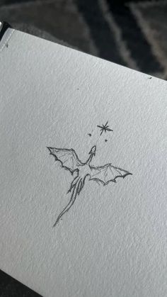 a drawing of a bat flying in the sky with stars on it's back