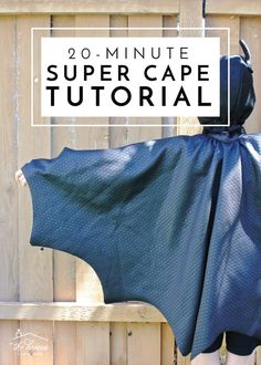 a person wearing a cape with the words 20 - minute super cape on it's back