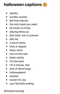 the halloween captions list is shown in black and white