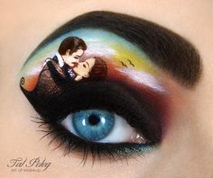 Gone With the Wind. Israeli makeup artist Tal Peleg recreates scenes from popular fairy tales and movies with amazing detail. Make Up Yeux, Fantasy Make-up, Make Up Designs, Makeup Illustration, Colored Eyeliner, Creative Eye Makeup, Creative Eye, Hooded Eyes