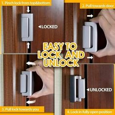 the instructions for how to open and close an automatic door with locks on both sides