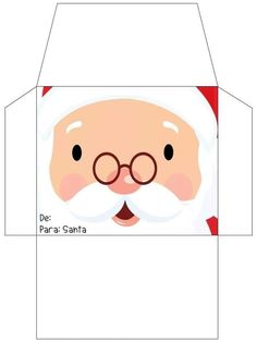 a paper box with santa claus's face and glasses on the front, which is cut