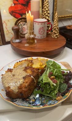 a plate with some food on top of it