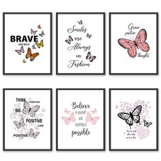 four different greeting cards with butterflies and the words brave are always in heaven on them