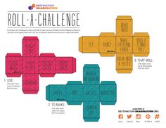 the roll - a - challenge game is shown with instructions for how to make it