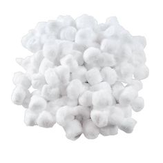 a pile of cotton balls on a white background