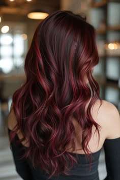 Transform your look with enchanting icicles – our top 15 winter hair hues that are as captivating as a frosty morning. Red Balayage Hair, Red Hair With Highlights, Cherry Red Hair, Cute Hair Colors