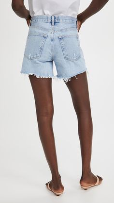 AGOLDE Parker Long Shorts | Shopbop Everyday Ripped Washed Blue Bottoms, Everyday Medium Wash Bottoms With Frayed Hem, Everyday Cutoff Jean Shorts With Frayed Hem, High Rise Relaxed Fit Jeans With Frayed Hem, Faded Ripped Everyday Bottoms, Everyday Faded Ripped Bottoms, Fall Frayed Hem Cutoff Jeans, Light Wash Cutoff Jeans With Frayed Hem, Ripped Relaxed Fit Cutoff Jeans