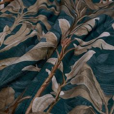 an image of a fabric with leaves on it