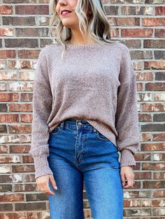 Just Add Shimmer Metallic Mauve Knit Sweater-Women's Clothing-Shop Z & Joxa Metallic Knit, Mauve Color, Staple Pieces, High Waisted Denim, A Smile, Knit Sweater, Sweater Sizes, Levi Jeans, Knitted Sweaters