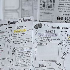 several handwritten notes are stacked on top of each other in order to help students learn how to use them