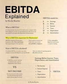 an advertisement for the ebitda explained, which is being displayed on a page