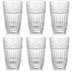 PRICES MAY VARY. You will get 6 packs of glass tumblers with a capacity of 12 oz, each measuring 3"Dia x 5"H. Perfect for any occasion, adding a touch of elegance to your glassware collection and dining table. These glasses will look amazing. Our clear water drinking cups are made of high quality durable thick colored glass, lead-free, food-grade, safe for daily use. Dishwasher safe, easy for quick cleanup. Stacks well for easy storage. Muti-Purpose: Romantic vintage glassware is well designed t Vintage Rose Glassware, Vintage Drinking Glasses Target, Glassware Set Vintage, Whiskey Cocktail, Vintage Drinking Glasses, Glassware Drinking, Tea Juice, Coffee Cocktails, Glass Tumblers