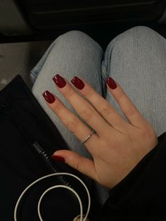 cherry nails Dark Cherry Red Nails Coffin, Square Cherry Red Nails, Cherry Cola Nails Square, Nail Inspiration Dark Red, Cherry Red Nails Coffin, Wine Red Square Nails, Cherry Red Square Nails, Red Nails Ideas Square, Cherry Red Coffin Nails