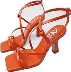 Feather Sandals, Orange Heels, Zara Heels, Zara Leather, Life Care, Leather Heels Sandals, Aesthetic Shoes, Pink Heels, Silver Shoes