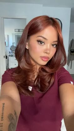 Face 💳 in 2022 | Wine red hair, Red brown hair, Ginger hair color Copper Brown Hair, Brown Hair Inspo, Ginger Hair Color, Red Brown Hair, Hair Color Auburn, Copper Hair Color