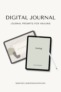 the front cover of a digital journal with an image of a tablet and pen on it