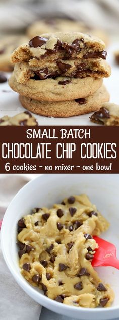 small batch chocolate chip cookies in a white bowl