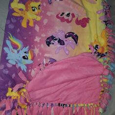 Handmade My Little Pony Tie Blanket Rainbow My Little Pony On One Side And Pink On The Other Size: 62" X 46" Condition: New Never Used Handmade Item # My Little Pony Tie Blanket Handmade Mlp Blanket, My Little Pony Blanket, Giraffe Baby Blanket, Nautical Blanket, Jack Skellington Faces, Fringe Throw Blanket, Tie Blanket, Red Throw Blanket, Make A Tie