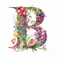 the letter b is made up of flowers