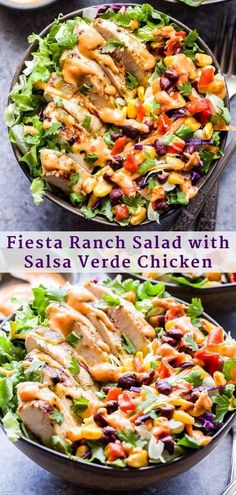 chicken salad with salsa and ranch dressing in a skillet