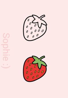 two strawberries and one strawberry on a pink background