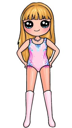 a cartoon girl with long blonde hair wearing pink swimsuit and knee high rubber boots