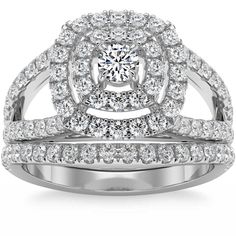 a white gold diamond ring set