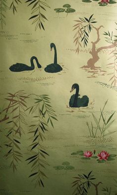 Osborne & LIttle Swan Lake Wallpaper, Nina Campbell Wallpaper, Osborne And Little Wallpaper, Lake Wallpaper, Swan Wallpaper, Scenic Wallpaper, Nina Campbell, Weeping Willow