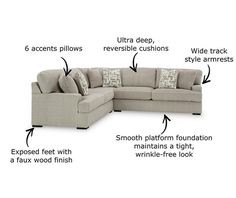 a sectional sofa with its features labeled