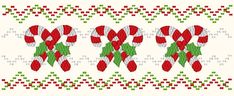 three christmas candy canes on a white background with red, green and white designs