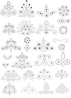 an image of some dots that have been drawn in the shape of flowers and butterflies