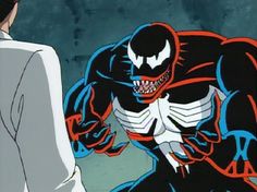 an animated image of a spider - man being watched by a woman in a white dress