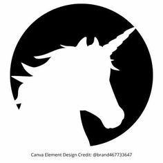 the silhouette of a unicorn head in a circle