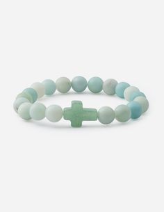 Elevated Faith Amazonite Cross Christian Stone Bracelet Elevated Faith, Faith Sign, Christian Bracelets, A Child Of God, Solids For Baby, Stone Bracelets, Amazonite Stone, Bead Charms Diy, Child Of God