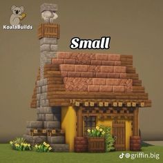 a small house made out of wood and bricks with the words small above it that reads, koalabulds