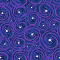 an abstract background with white stars in the center and purple circles around it on a dark blue background