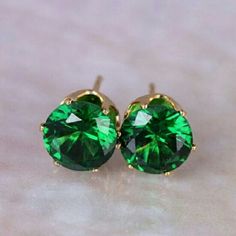 Fabulous Gold Plated Cz Earrings. The High Quality Cz Is Held By 6 Prongs And Is 1/4 Inch In Diameter (6-7 Mm). These Look Like Emeralds But Are Actually Cz's. Looks Fabulous By Them Selves And Are Loved By Both Men And Women. I Have All The Colors In The Last Photo. Check Out My Closet For The Others This Whole Line Of Earrings Are Some Of My Most Popular And I Run Out. Send Me A Message, I Will Post Them Aside For You When They Come In! Emerald Gold Earring, Green Stones Ear Rings, Emerald Earrings Real, Emerald Green Earrings Set, Emerald Green Jewelry Earrings, Emeral Green Earring, Emerald Gem Earrings, Dark Green Wedding Accessories, Green Dress Accessories Jewelry Quinceanera