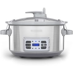 an electric pressure cooker on a white background